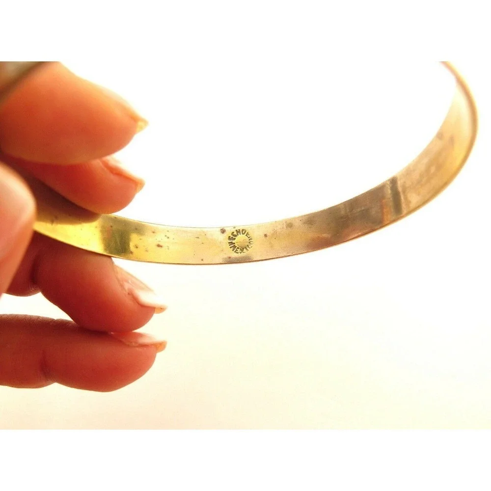 Vintage Ornate Floral Design Bangle Bracelet‎ Silver Plated Hecho in Mexico A834